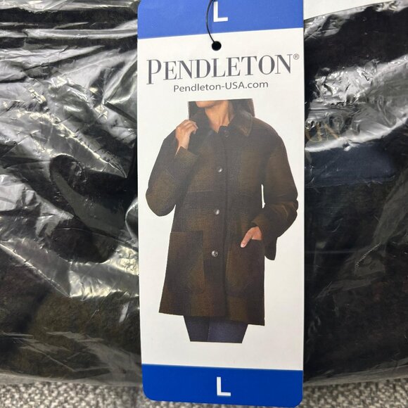 Pendleton Ladies' Wool Blend Plaid Topper Coat (Exploded Rainbow,L) - Picture 3 of 9